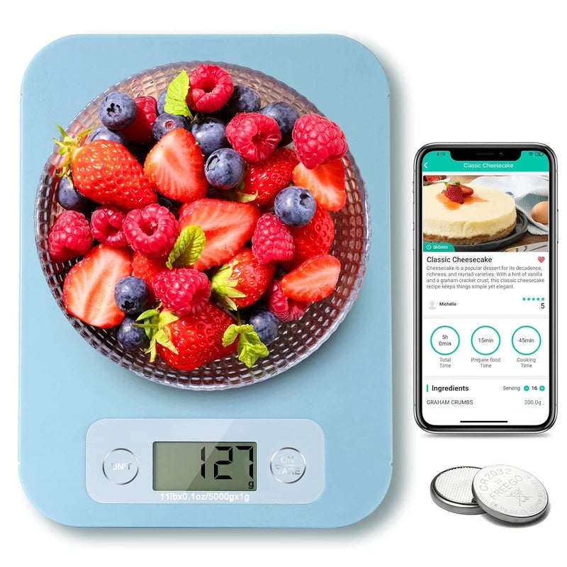 URAMAZ Digital Food Scale for Weight Loss - Smart Food Scale with Nutritional Calculator, Kitchen Scales for Food Grams and Ounces, Food Weight Scale for Baking, Diet, Diabetics, Calories 0.1oz/1g (3g-5kg) - Image 1